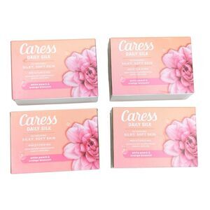 Caress Soap Daily Silk Beauty Bar Soap White Peach Orange Blossom Lot of 4
